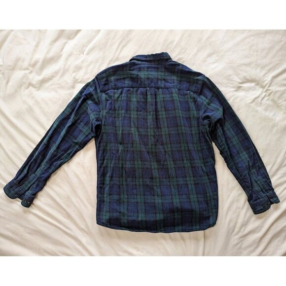 LL Bean Mens Black Watch Plaid Long Sleeve Button Up Flannel Shirt Large - Picture 2 of 3